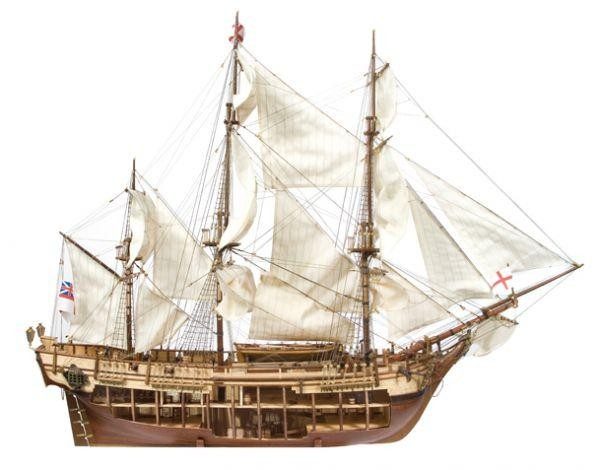 HMS Bounty with Cutaway Hull