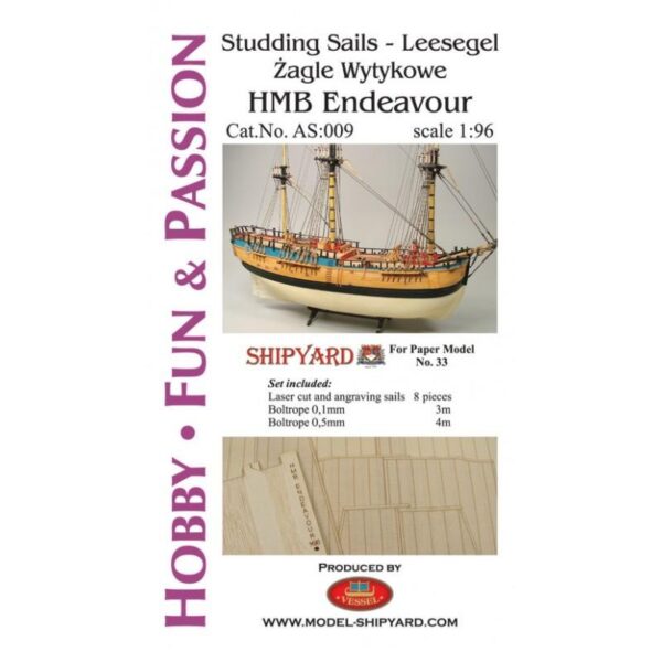 HM Bark Endeavour - Studding Sails1:96