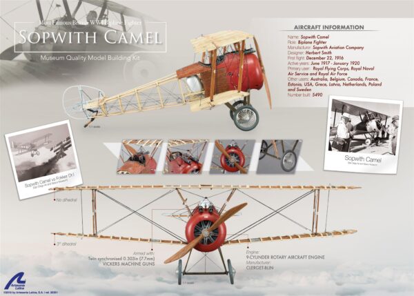 Sopwith Camel Fighter Plane - Artesania Latina - Image 2